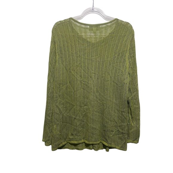 Sigrid Olsen Green Silk Blend Pointelle Lace Beaded Cardigan Sweater Women’s XL - Picture 2 of 6